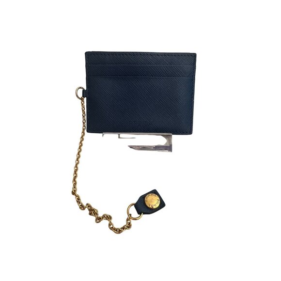 PRADA Blue Saffiano Leather ID Credit Card Wallet - Picture 4 of 7